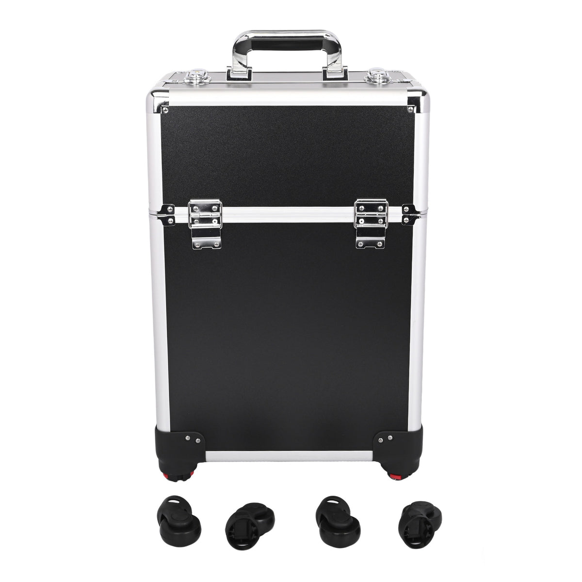 Professional Rolling Makeup Case with Metal Travel Luggage Storage