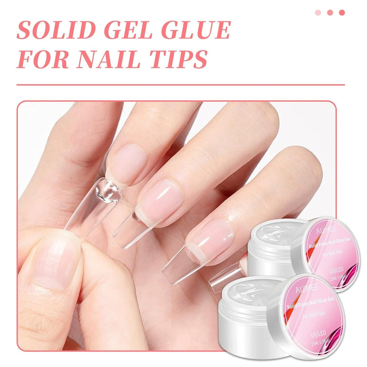 Solid Nail Glue 2 Pack - Strong Clear Acrylic Adhesive for False Nails DIY