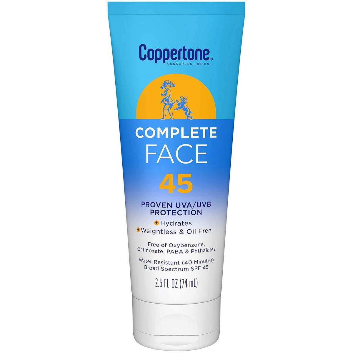SPF 45 Face Sunscreen Lotion Water Resistant UVA UVB Protection 2.5 oz