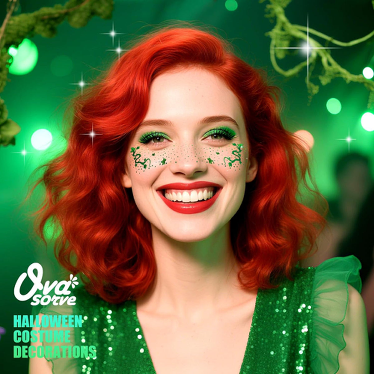Ivy Face Tattoo Set – 8 Sheets Water-Resistant Freckles & Vines for Halloween