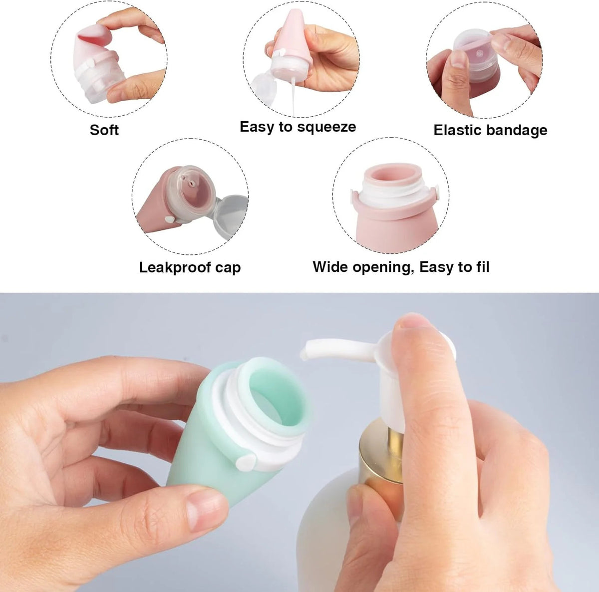 4-Pack TSA Approved Silicone Travel Bottles - Leakproof Toiletry Containers