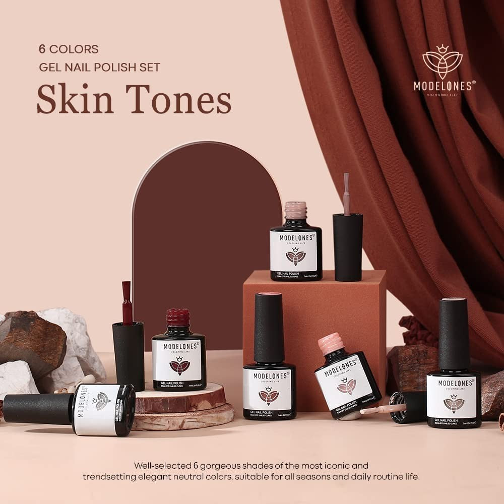 6 Color Gel Nail Polish Kit - Toxin-Free, Long-Lasting Shine & Gloss