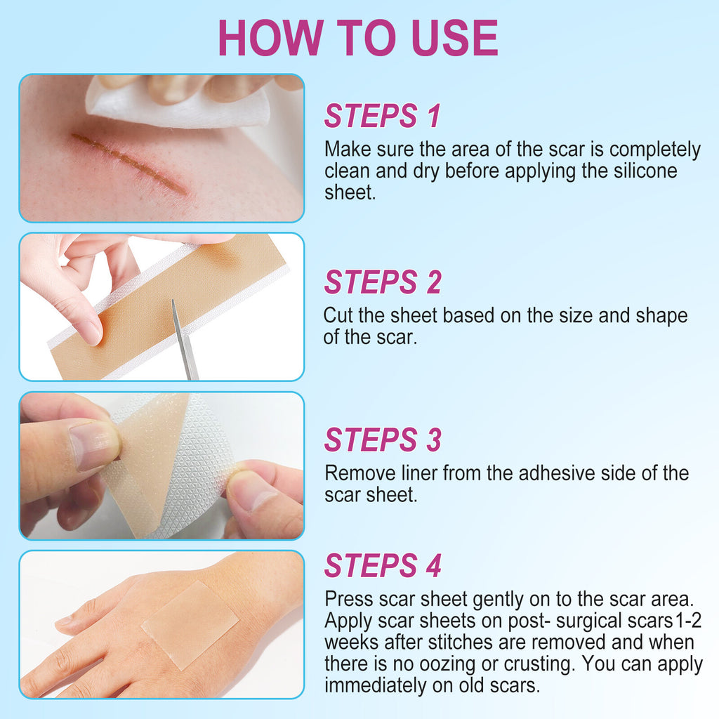 Silicone Scar Removal Sheets Gel Patches Skin Repair Wound Burn Healing