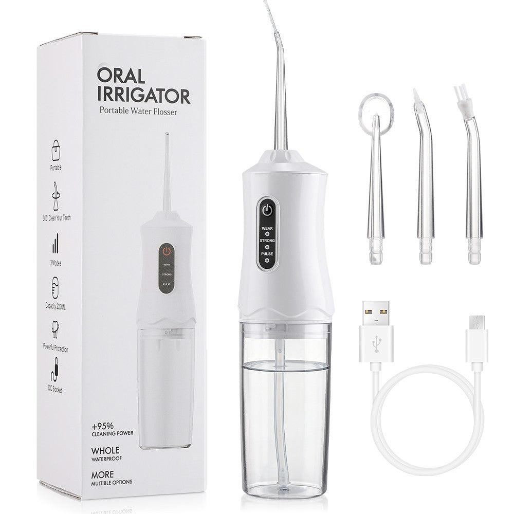 Cordless Water Flosser Oral Irrigator with 3 Modes & 4 Tips - Portable Dental Cleaner