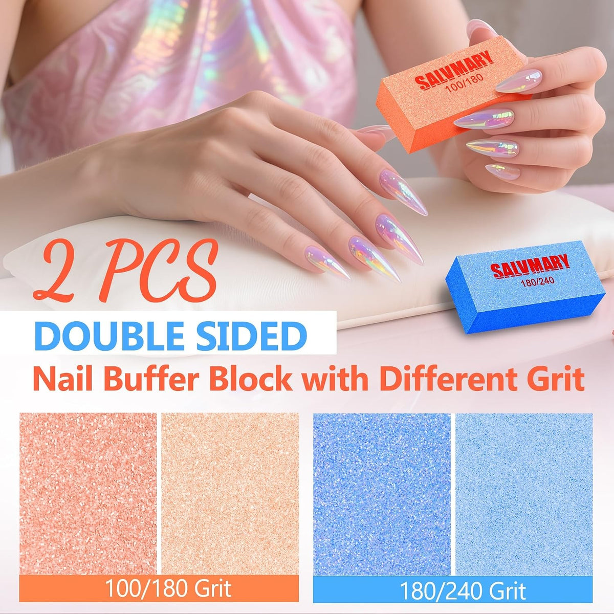 Professional Nail Files and Buffers Set - Double Sided Grit Emery Boards for Manicure & Pedicure