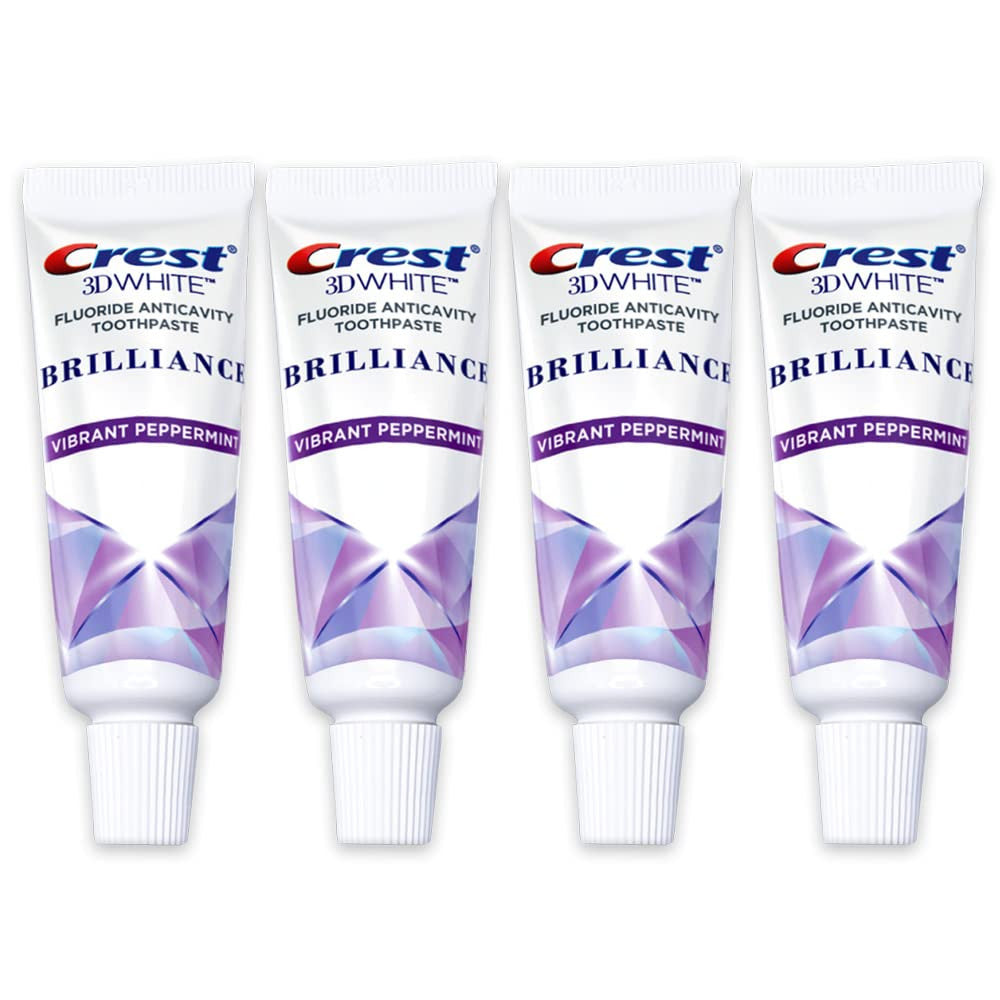 Travel Size Crest 3D White Brilliance Peppermint Toothpaste 4 Pack