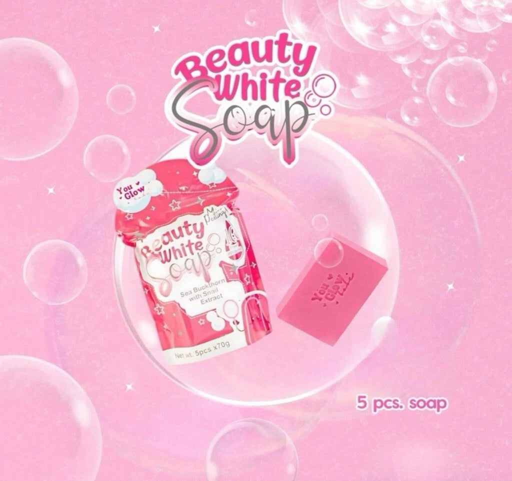 Beauty White Soap with Sea Buckthorn & Snail Extract - 6 Bars, Brightening & Hydrating
