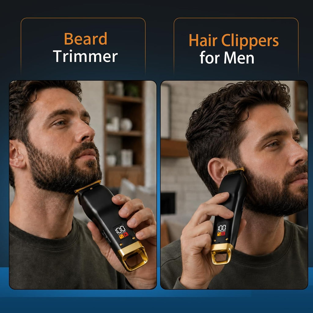 Cordless Beard Trimmer for Men with 6 Guide Combs & Precision Blades
