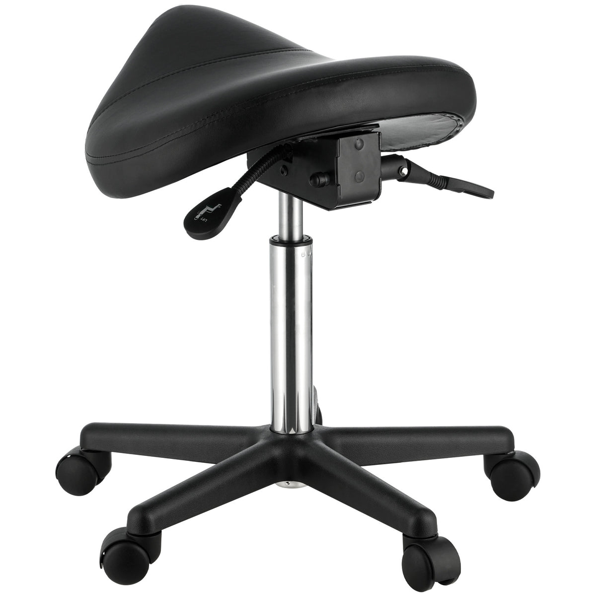 Ergonomic Saddle Stool with Wheels - Adjustable Height & PU Leather Seat
