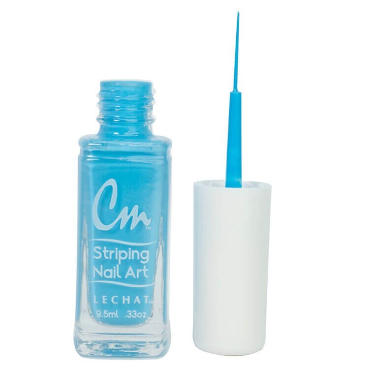 Sky Blue Nail Art Lacquer - Long Thin Brush for Striping & Freehand Design 0.33 Oz
