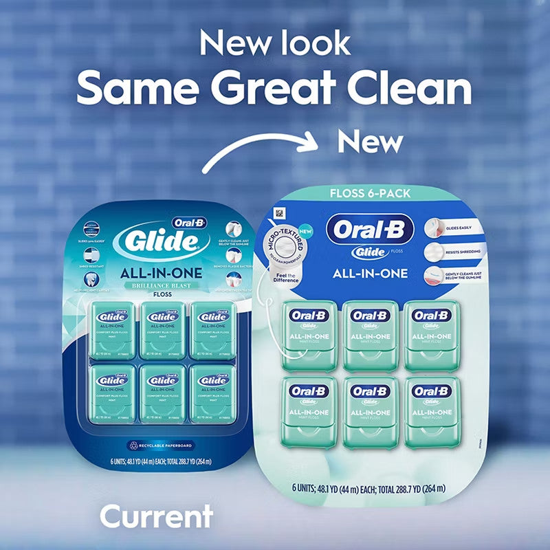 Dental Floss Pack of 6 - Mint Flavor All-In-One Brilliance Blast
