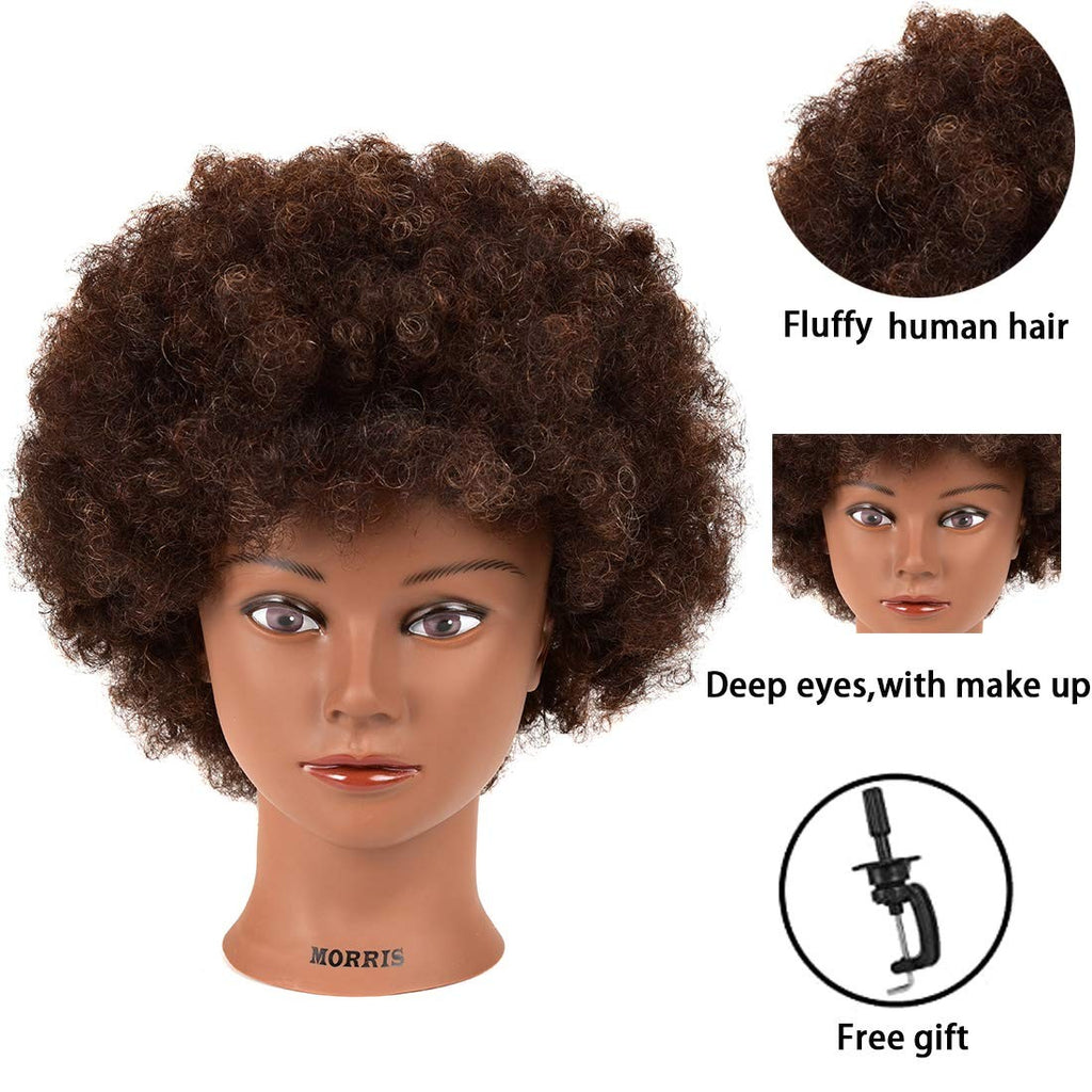 Human Hair Mannequin Head for Hair Styling Training Black 9-10 Inch