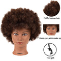Human Hair Mannequin Head for Hair Styling Training Black 9-10 Inch