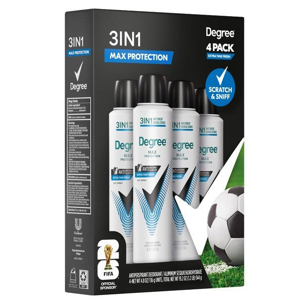 Men's 3-in-1 Antiperspirant Deodorant Spray - Max Protection, 4 Pack