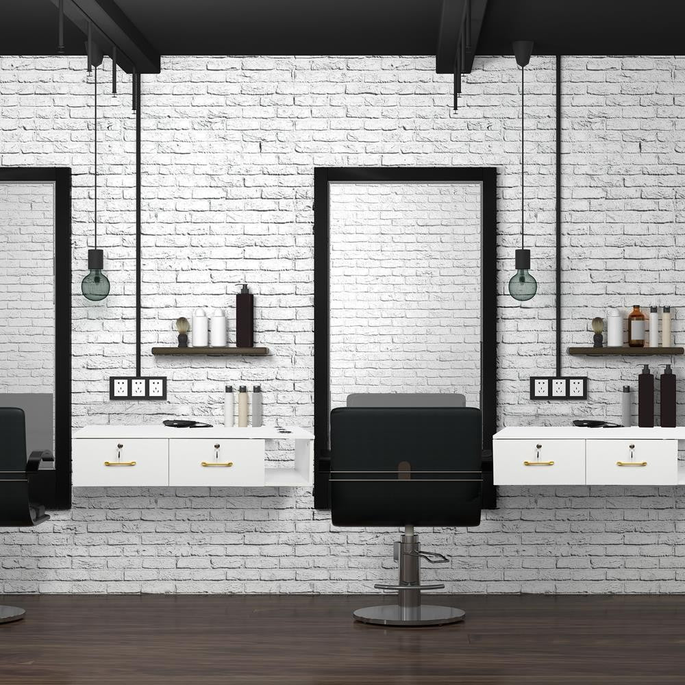 Wall Mount Hair Styling Station with Locking Drawers Salon Cabinet Organizer