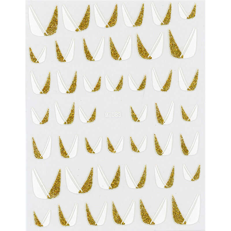 3D Glitter French Tip Nail Art Stickers - Manicure Edge Decorations