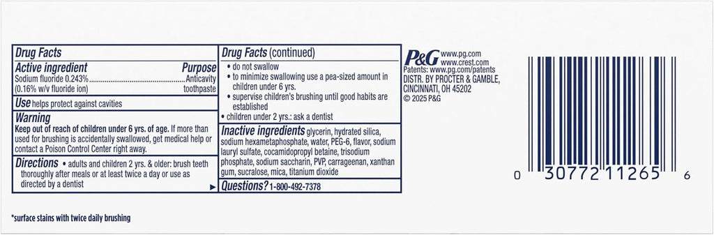 Crest 3D White Brilliance Blast Whitening Fluoride Toothpaste 4.6oz