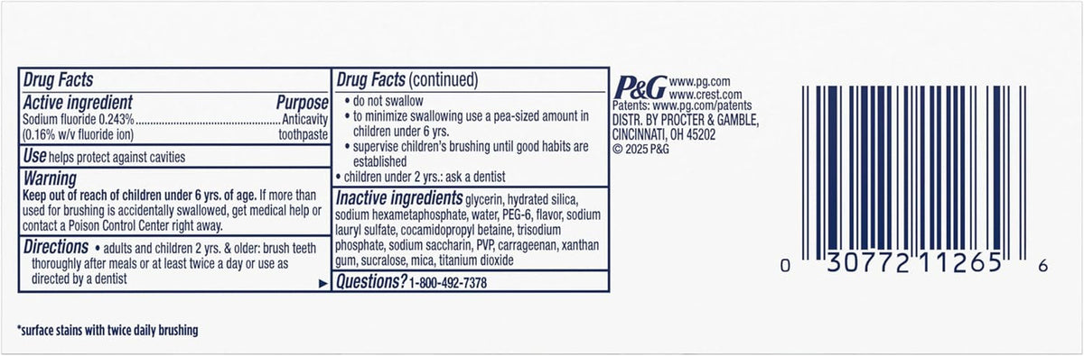 Crest 3D White Brilliance Blast Whitening Fluoride Toothpaste 4.6oz