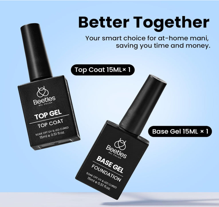 No Wipe Gel Top & Base Coat Set - Super Shiny UV LED Nail Polish