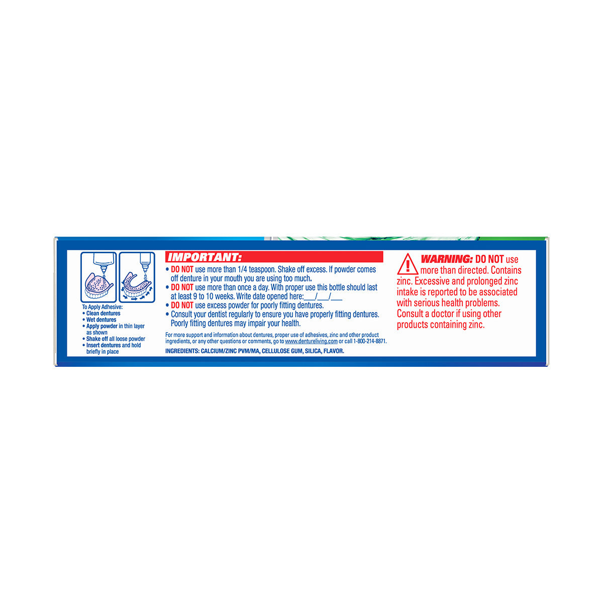Denture Adhesive Powder Extra Hold 2.7oz - Strong All-Day Grip