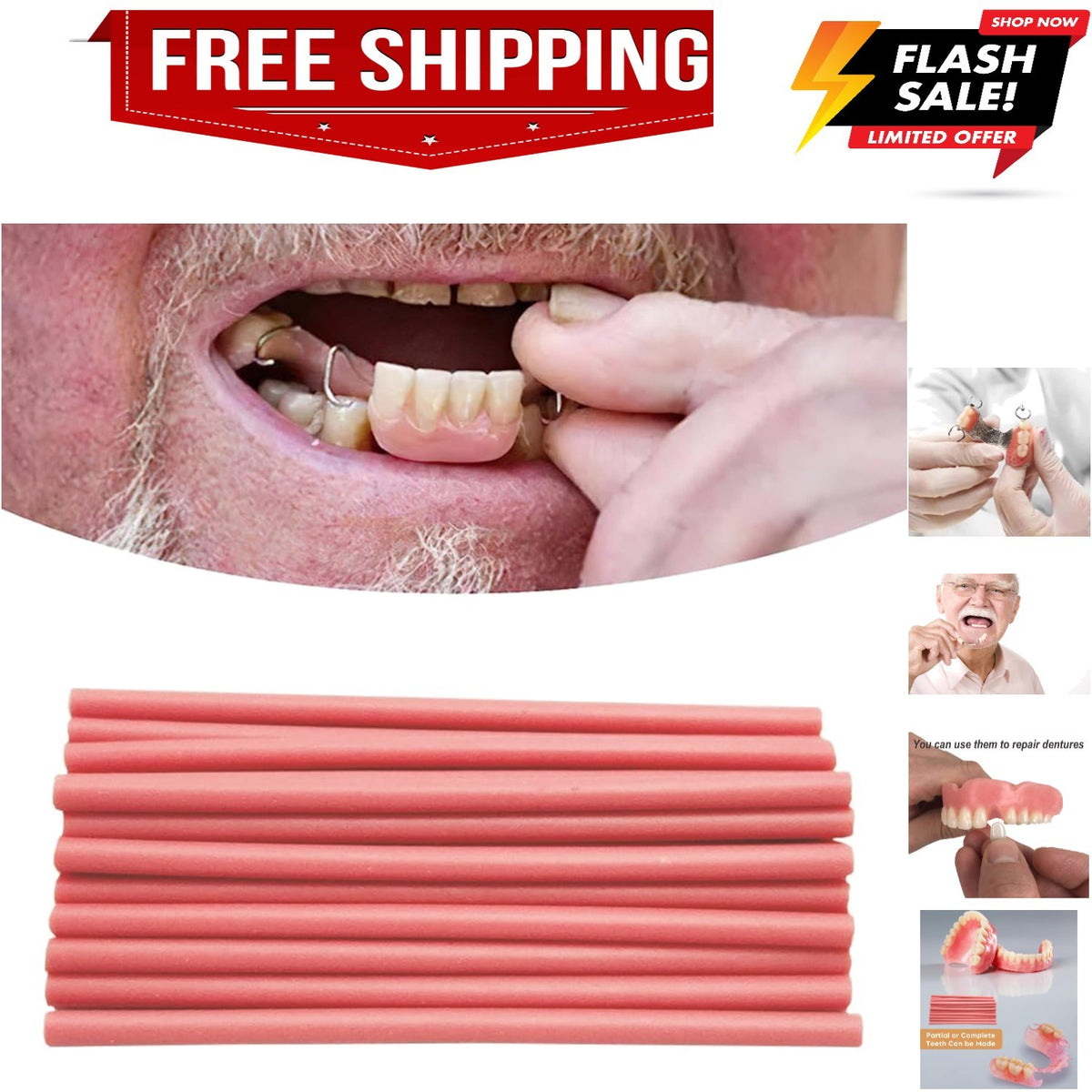 Denture Repair Kit for Temporary Partial and Full Dental Repairs