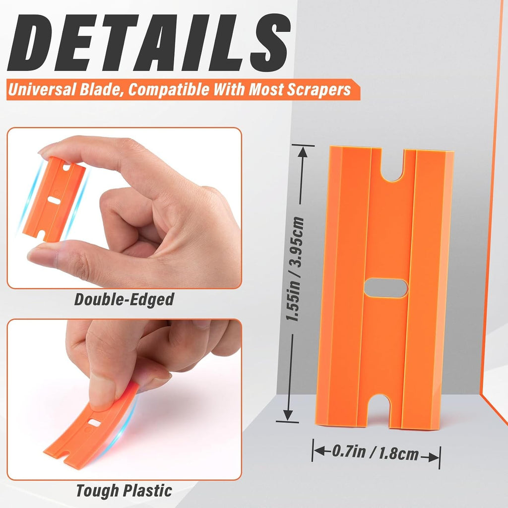 100 Pack Plastic Razor Blade Scraper Replacement Blades for Cleaning