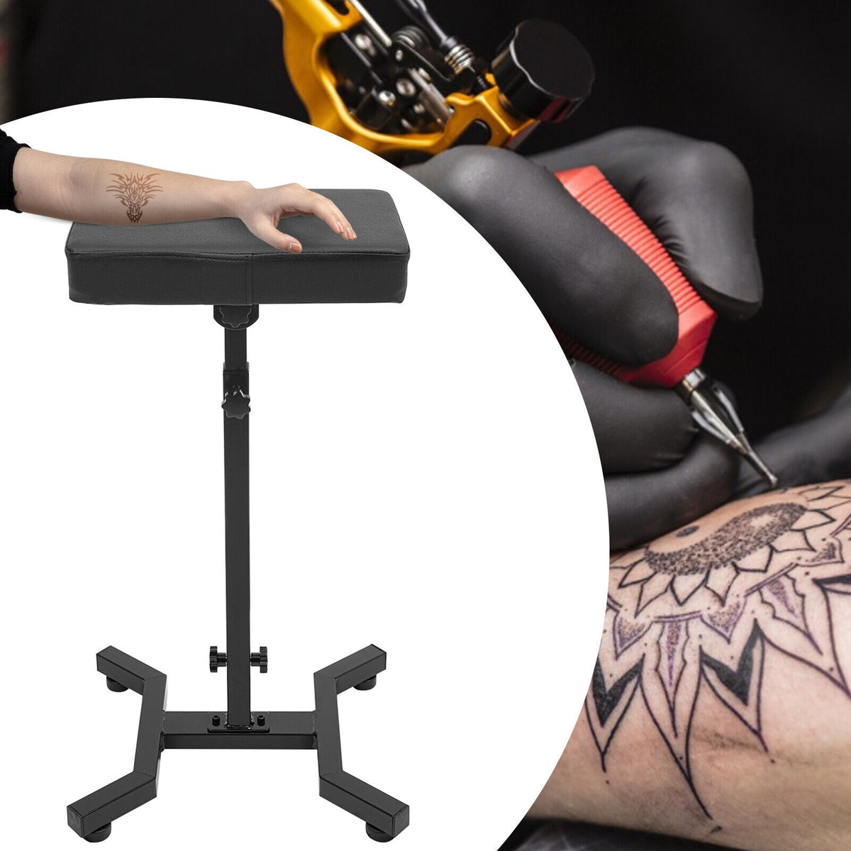 Heavy Duty Adjustable Tattoo Armrest Stand with Ergonomic Padding