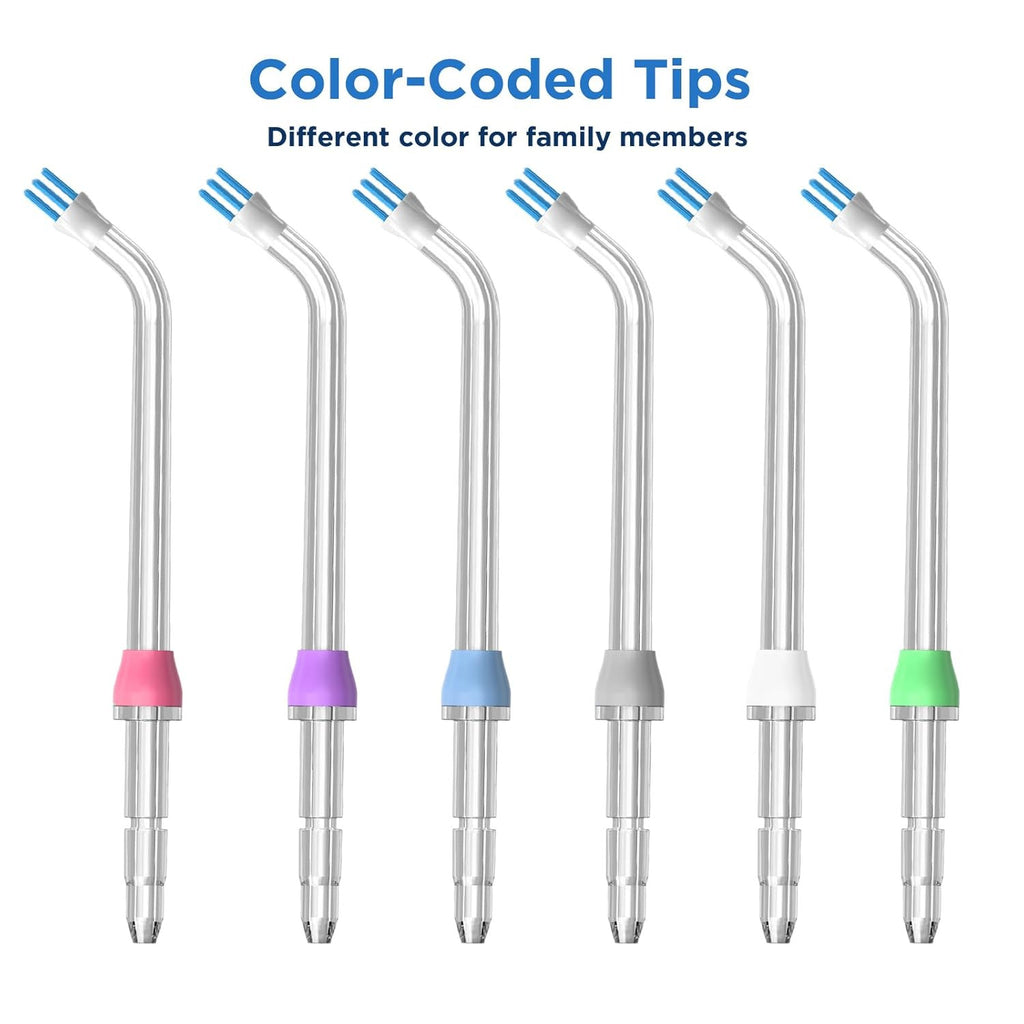 Water Flosser Replacement Tips - 6 Color-Coded Plaque Chaser Tips