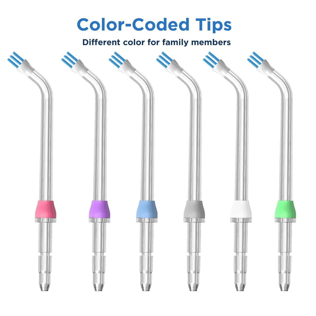 Water Flosser Replacement Tips - 6 Color-Coded Plaque Chaser Tips