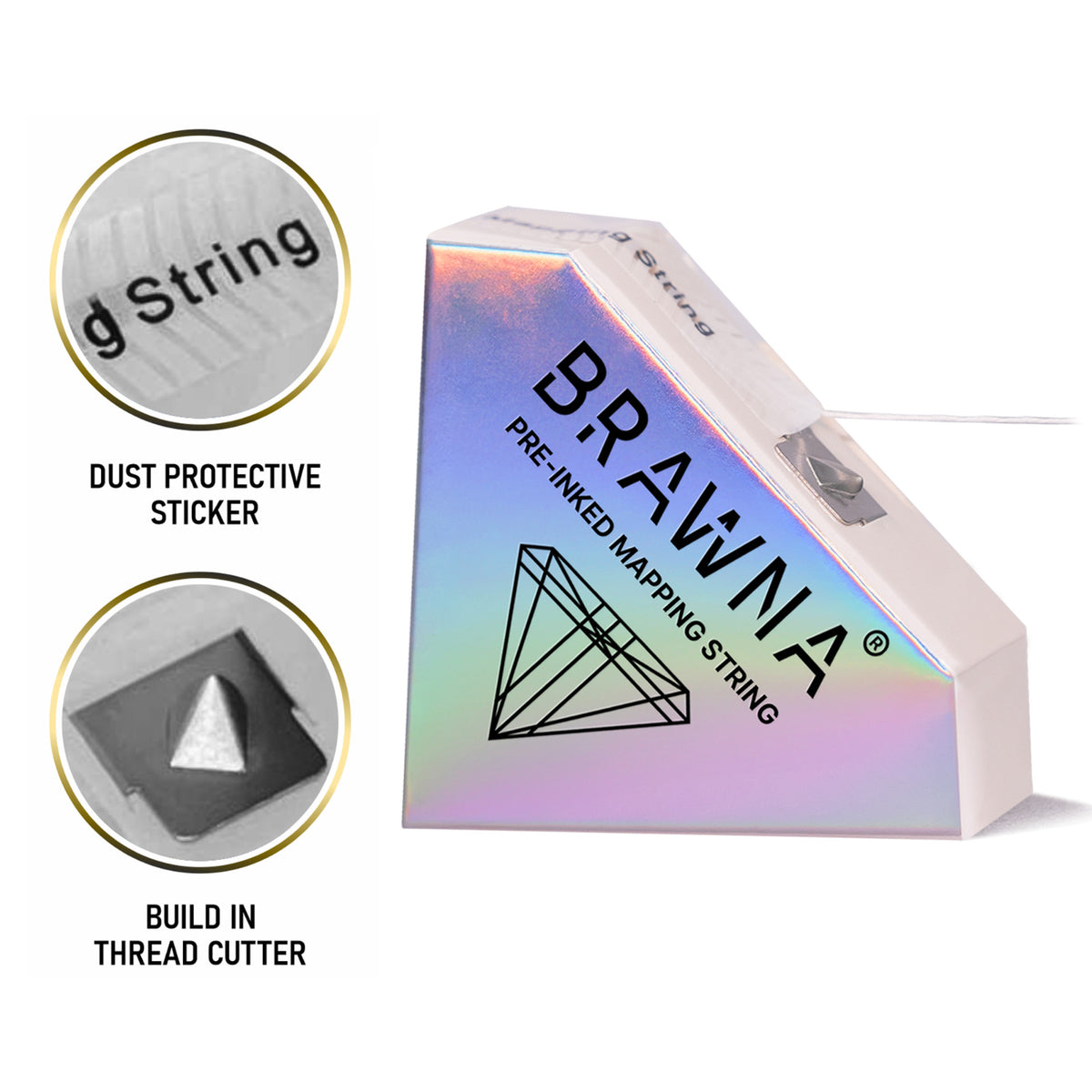 Pre-Inked White Brow Mapping String for Microblading - Ultra-Thin & Hypoallergenic