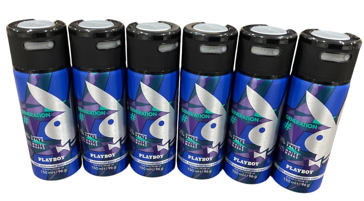 Playboy Generation 24hr Deodorant Body Spray 150ml 6 Pack
