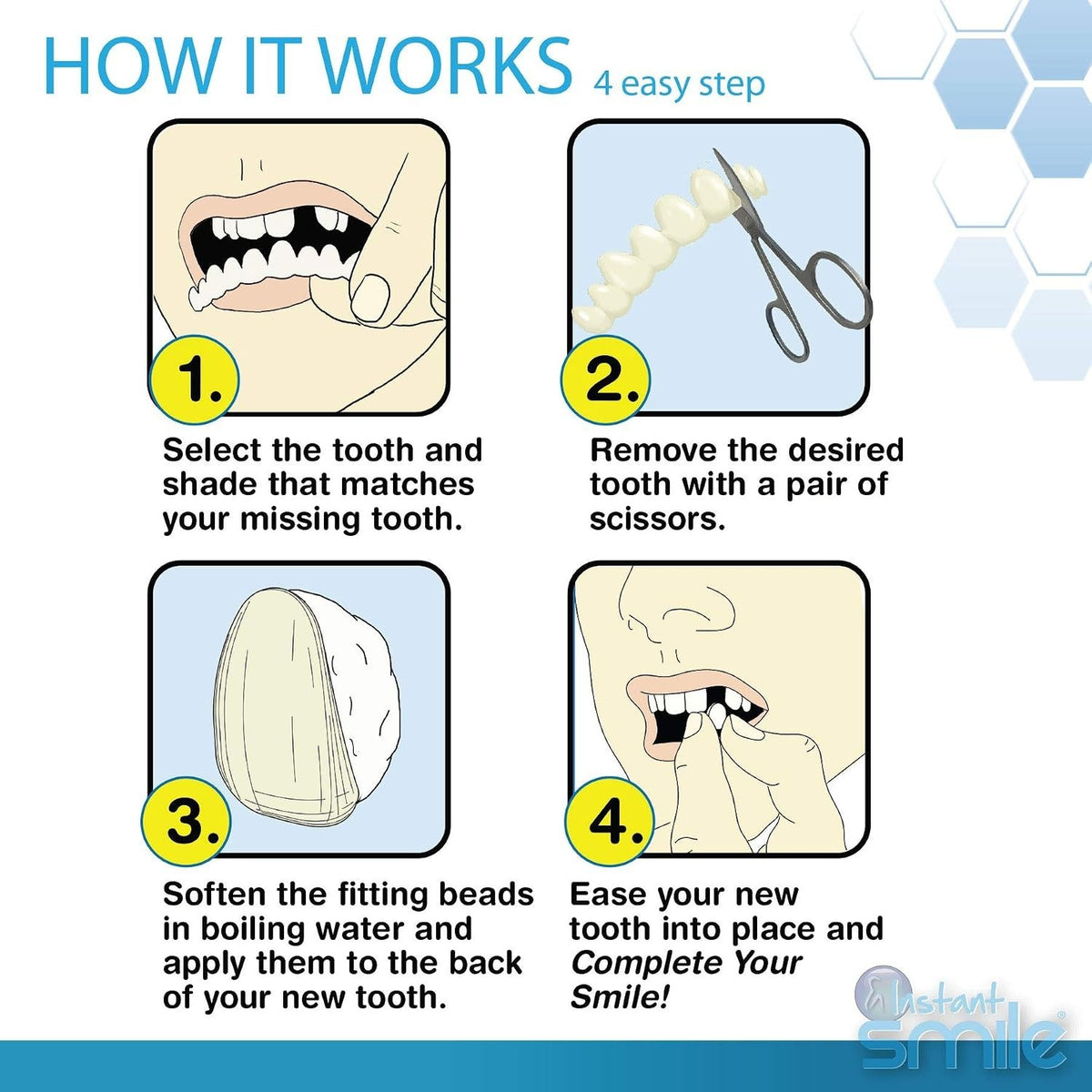 Adult Smile Restoration Kit with Thermal Beads - 40 Pieces for Natural Look