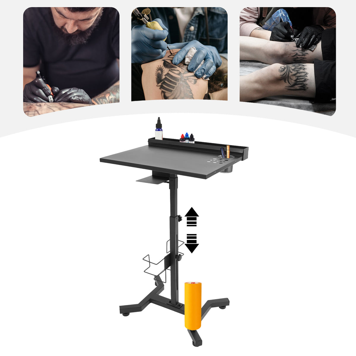 Height Adjustable Portable Salon Table Cart – Mobile Tattoo Work Table