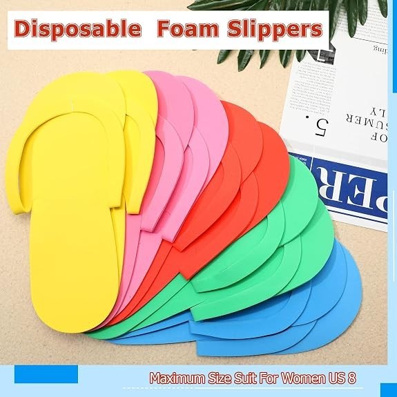 Disposable Pedicure Foam Slippers 24 Pairs Assorted Colors