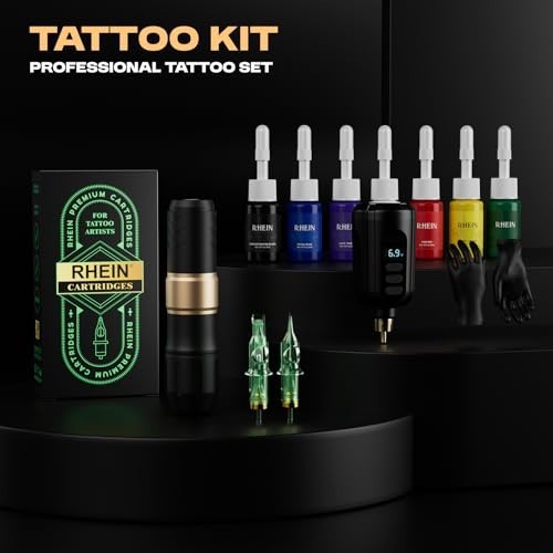 Wireless Tattoo Machine Kit with 1500mAh Battery, 20 Needles & 7 Ink Colors
