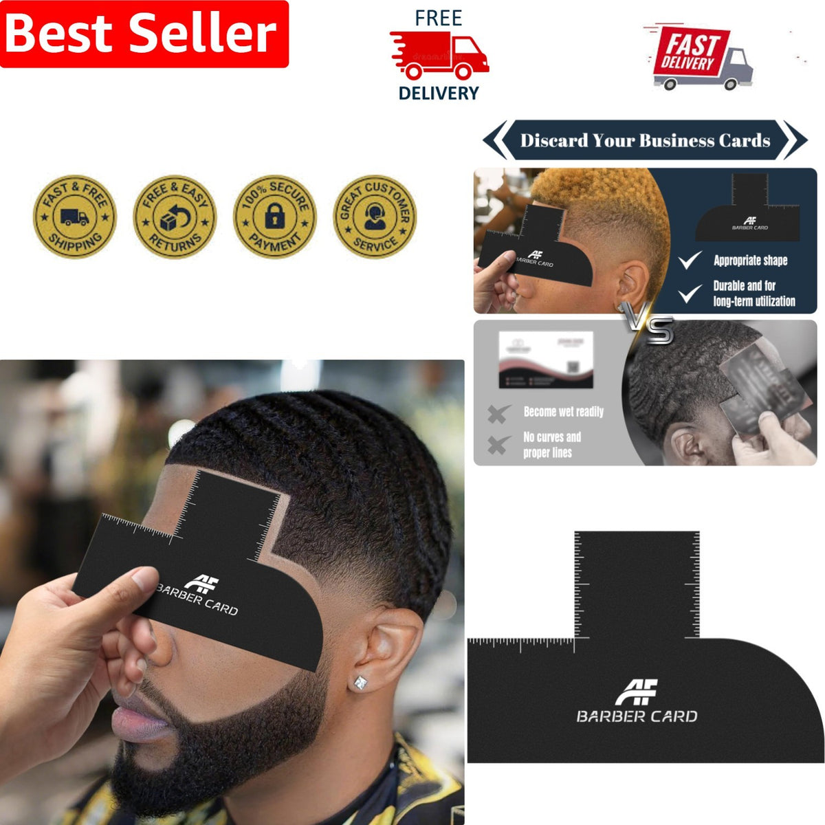 Multi-Function Hair Fiber Liner Tool with Measurement Indicators for Barbers
