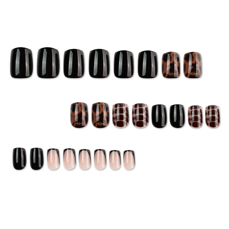 48Pcs Short Square Press-On Nails with Tortoise Crocodile Print - Trendy Fake Nails