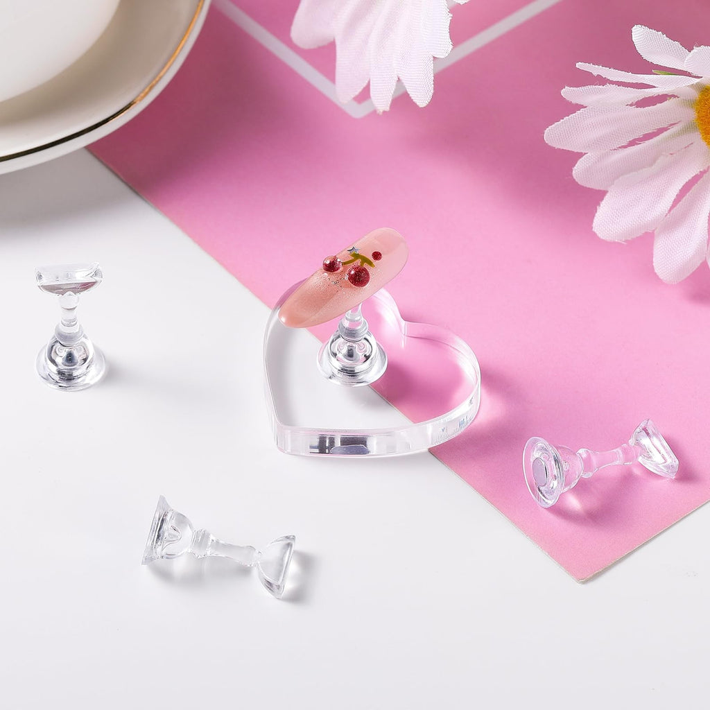 Narsikar Nail Stand for Press Ons with 300 Double-Sided Tape - Rose Pink