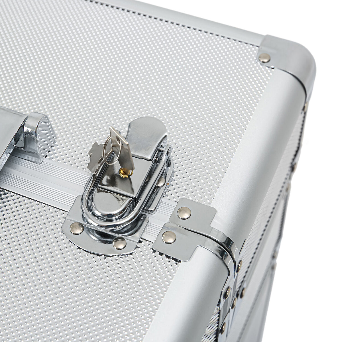 4-in-1 Aluminum Rolling Makeup Train Case with Drawers and Wheels