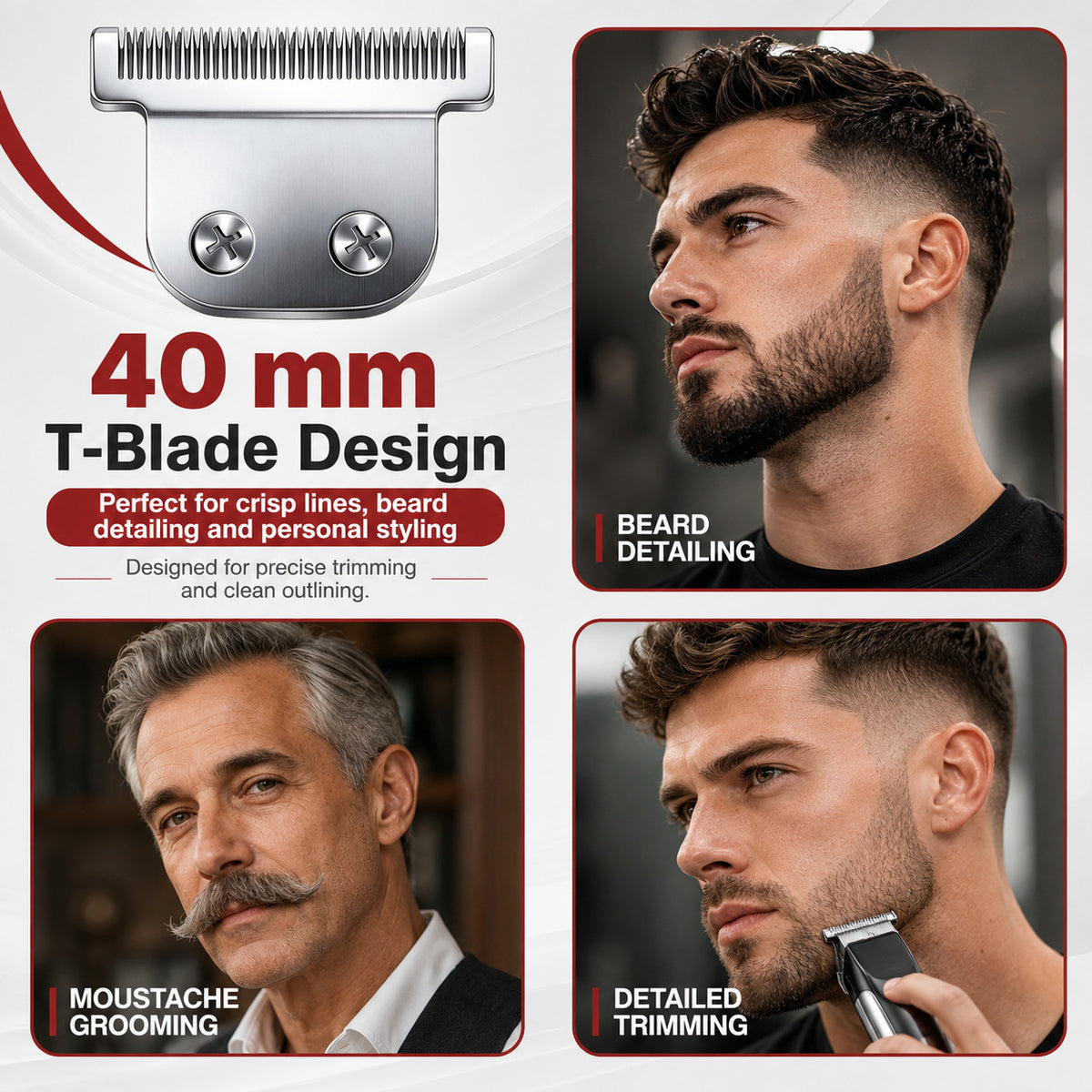 T-Blade Replacement Blade 40mm for Wahl Trimmers - Durable Steel, Heat-Resistant