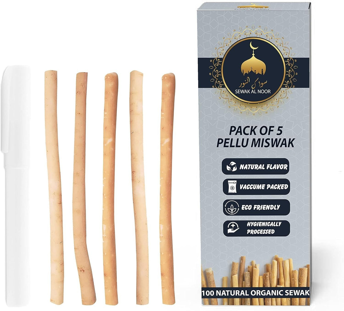 Natural Miswak Teeth Sticks Pack with Holder - Chemical-Free Oral Care
