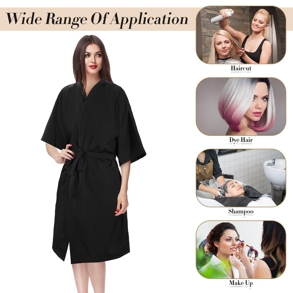 Black Salon Robe 6-Pack Waterproof Client Gowns for Haircut & Styling