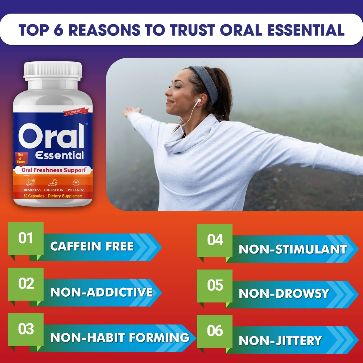 Probiotic Oral Care for Bad Breath - 60 Pills Natural Freshness