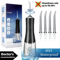 Cordless Water Flosser Oral Irrigator with 5 Jet Tips - Rechargeable, IPX7 Waterproof, Portable Dental Cleaner
