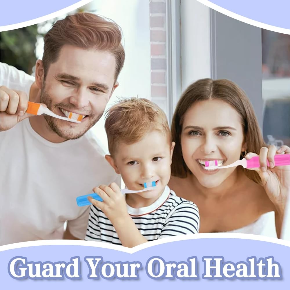 Travel Folding Toothbrush Set with 6 Colors, Portable & Individually Wrapped