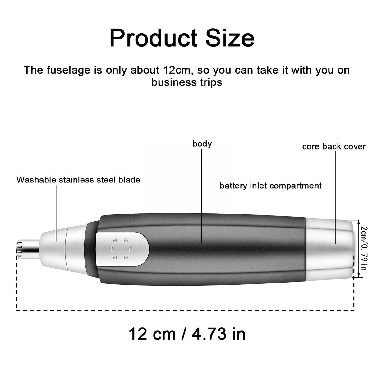 Electric Nose Ear Hair Trimmer and Eyebrow Shaver Groomer - Compact Personal Grooming Tool