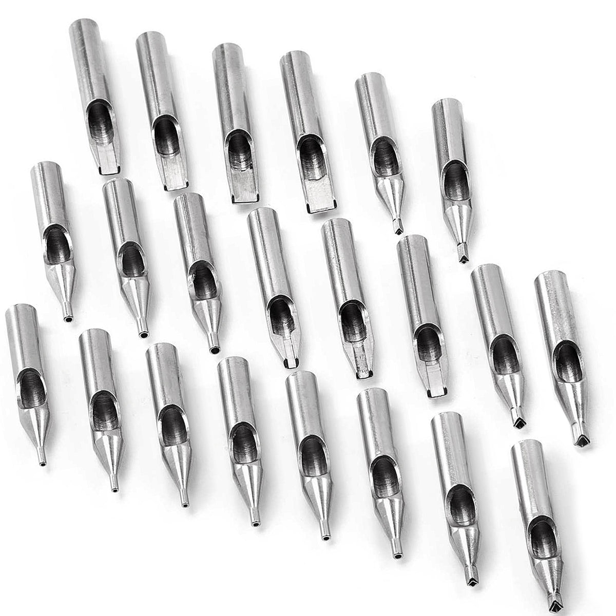 Assorted 22 Stainless Steel Tattoo Tips Nozzles Set - 1/8 in Length, 304 Steel