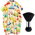 Kids Hair Cutting Cape with Neck Duster Brush - Professional Barber Set