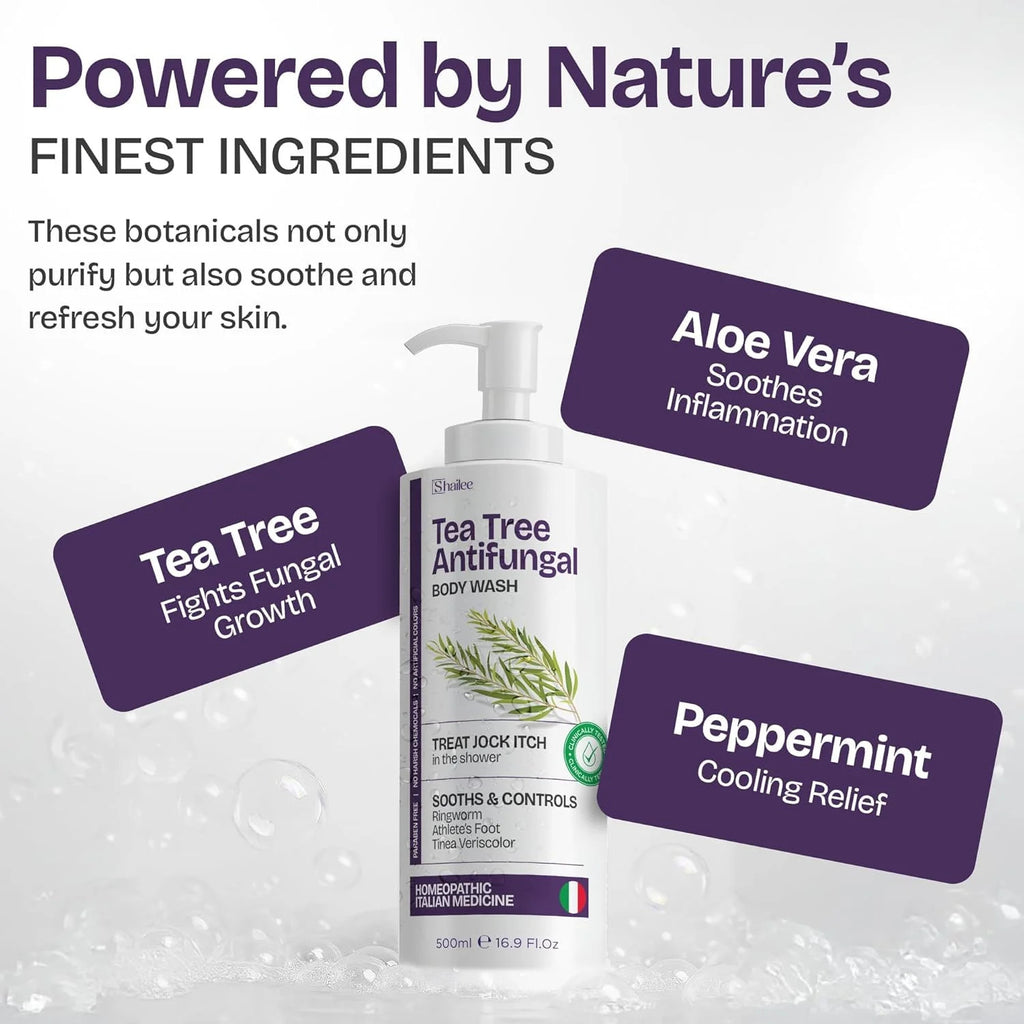 Antifungal Body Wash with Tea Tree Oil for Eczema, Ringworm & Body Acne - 16.9 oz