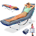 Outdoor Folding Tanning Chair with Face Hole and Mattress, Adjustable Lounger for Sunbathing and Camping